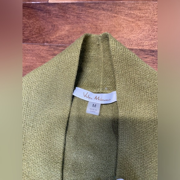 Vila Milano Open Front Knit Cardigan Womens Medium Army Green Long Sleeve - Picture 7 of 8